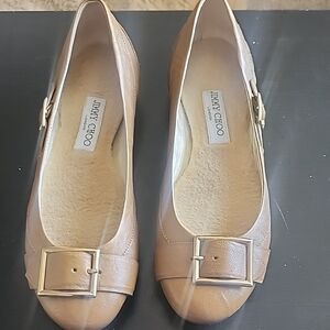 Jimmy Choo Brown Leather Flats with Buckle